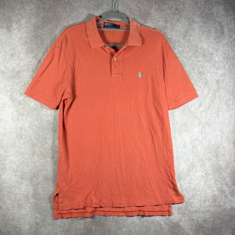 Polo Ralph Lauren Polo Shirt Mens M Orange Short Sleeve Pique Cotton Classic Fit